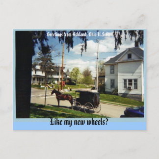 Cartão Postal vagão, saudações de Ashland, Ohio, EUA, assim como
