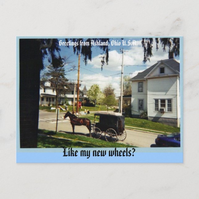 Cartão Postal vagão, saudações de Ashland, Ohio, EUA, assim como (Frente)