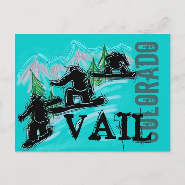 Cartão postal Vail Colorado Snowboarder (Frente)