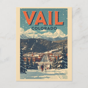 Cartão Postal Vail colorado vintage esqui neve exterior inverno