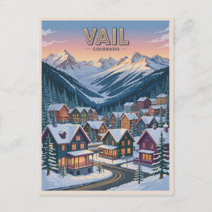 Cartão Postal Vail colorado vintage esqui neve inverno ao ar liv