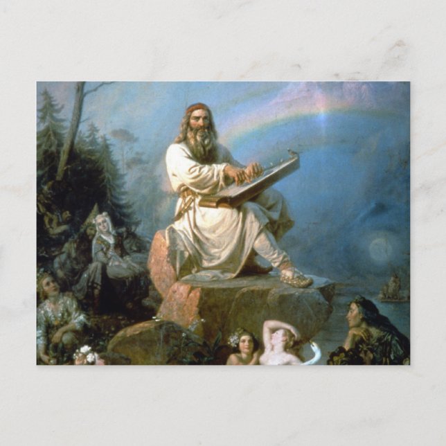 Cartão Postal Vainamoinen e Kantele Kalevala (Frente)