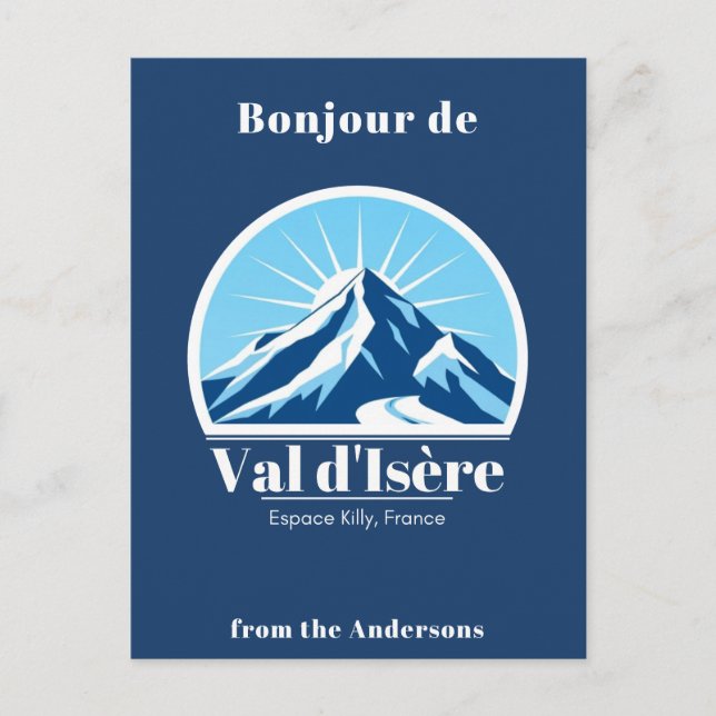 Cartão Postal Val d'Isère France Savoie Blue Postcard (Frente)