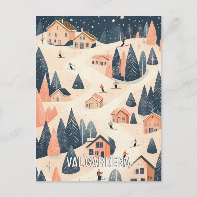 Cartão Postal Val Gardena Itália Ski Resort (Frente)