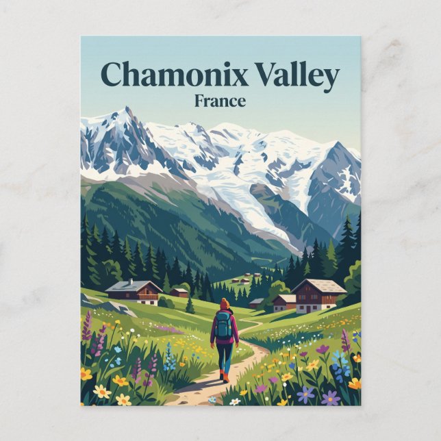Cartão Postal Vale de Chamonix França (Frente)