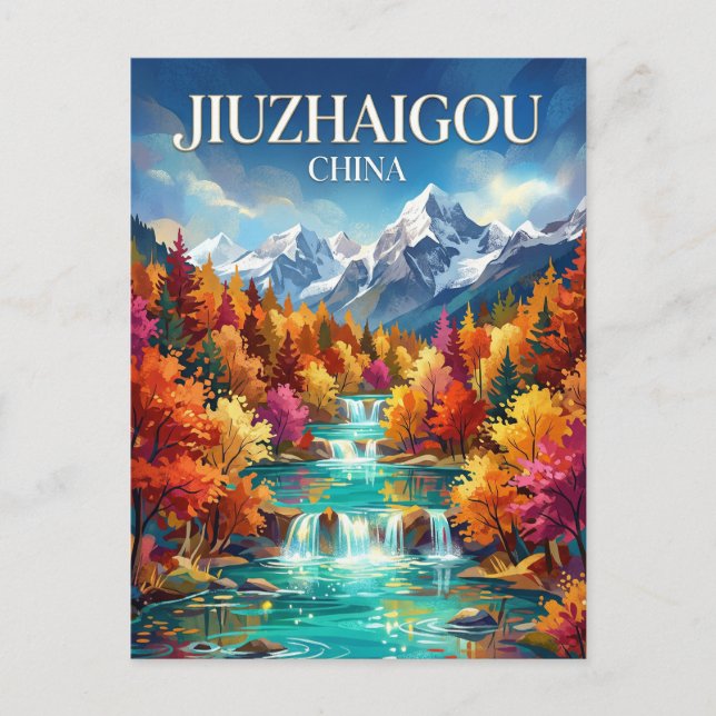 Cartão Postal Vale de Jiuzhaigou China (Frente)