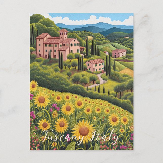 Cartão Postal Vale do Girassol da Toscana | Itália Viagem | Arte (Frente)