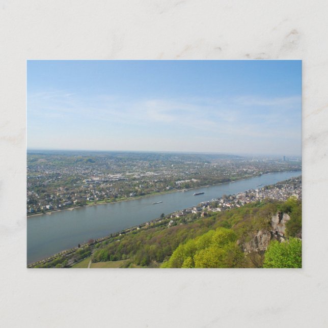 Cartão Postal Vale do Reno por Bona, Alemanha (Frente)