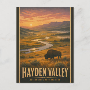 Cartão Postal Vale Hayden Vintage Parque Nacional de Yellowstone