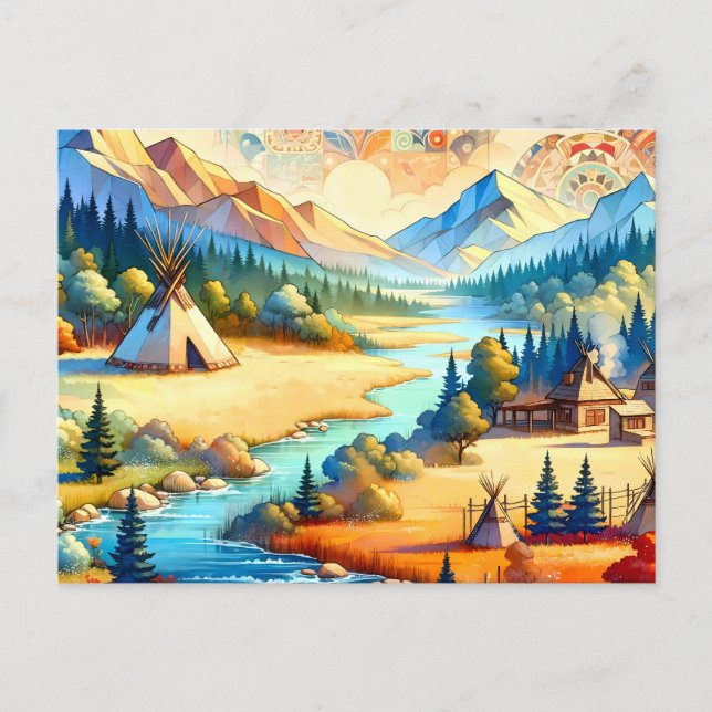 Cartão Postal Vale Sagrado - Paisagem Tribal Americana Nativa (Frente)