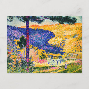 Cartão Postal Vale Vintage com pintura de Abeto