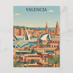Cartão Postal Valência Colorida Espanha Viagem Vintage