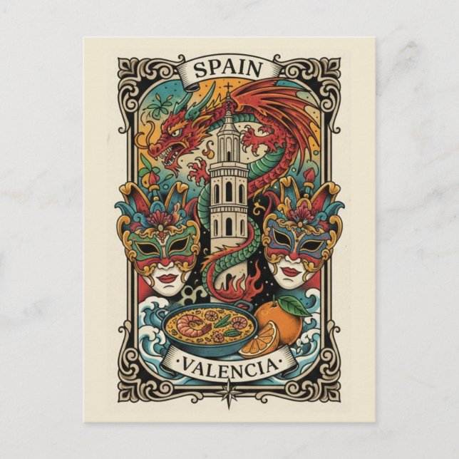 Cartão Postal Valencia Spain Travel (Frente)