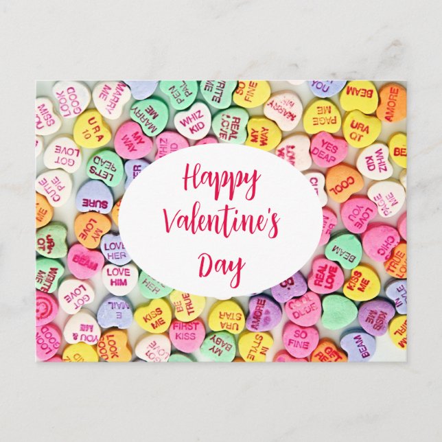 Cartão Postal Valentine Candy Hearts Love Quotes (Frente)