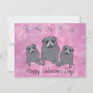 Cartão Postal Valentine do Pug Engraçado