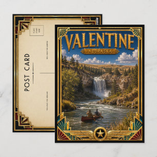 Cartão Postal Valentine Nebraska Arte Deco Vintage Idade Dourada