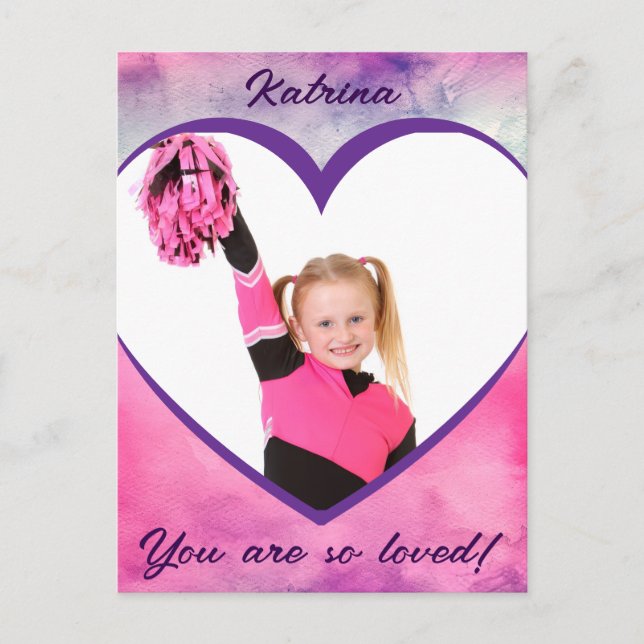 Cartão Postal Valentine Precious Memories Heart Photo and Name (Frente)