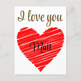Cartão Postal Valentine Red Happy heart romance graphic
