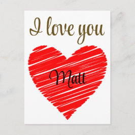 Cartão Postal Valentine Red Happy heart romance graphic