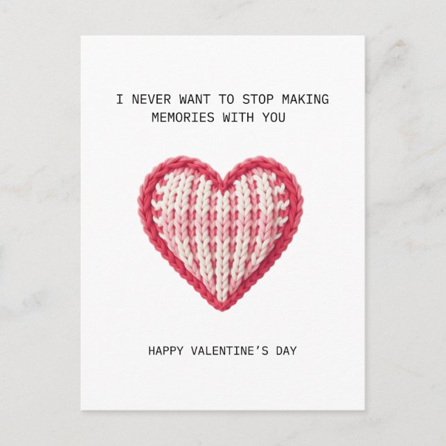 Cartão Postal Valentine’s Day Card – Knit Heart Design (Frente)