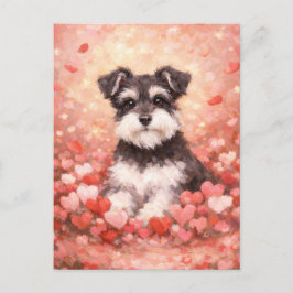 Cartão Postal Valentine Schnauzer with Hearts