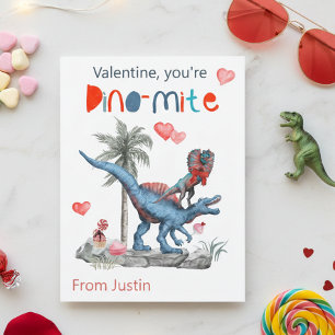 Cartão Postal Valentine Você é Dino-mite Dinosaur Sala de Aula