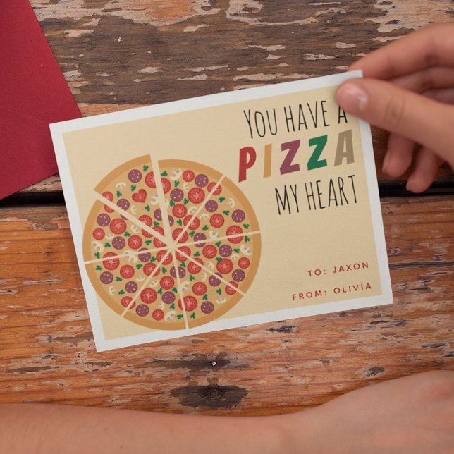 Cartão Postal Valentines de Sala de Aula 'Você Tem uma Pizza Meu (Criador carregado)
