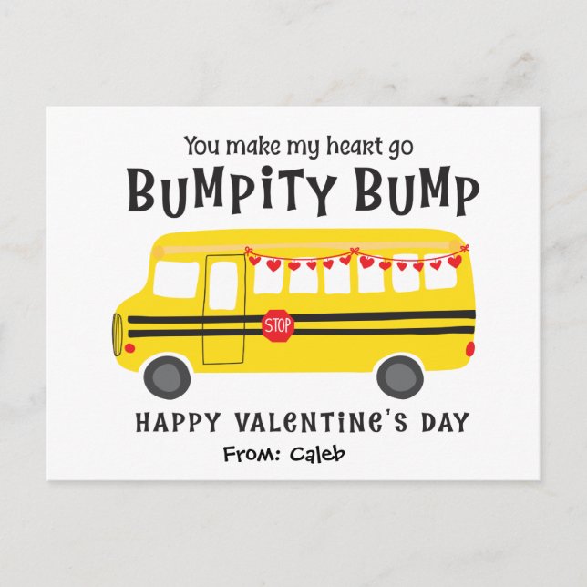 Cartão Postal Valentines Personalizados para Sala de Aula Ônibus (Frente)