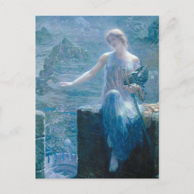 Cartão Postal Valkyrie's Vigil Edward Robert Hughes (Frente)
