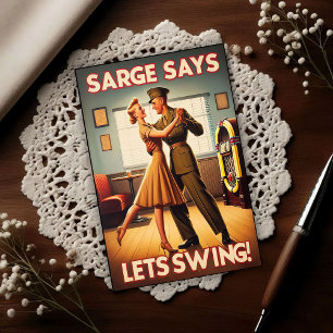 Cartão Postal Valsa Swing Vintage em Homenagem ao Serviço Milita