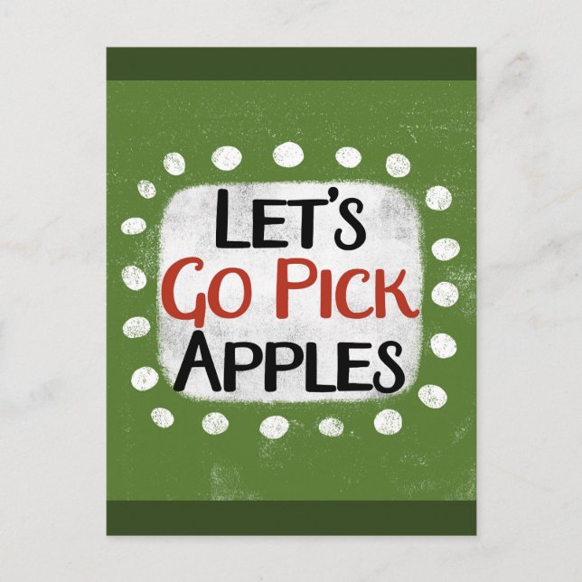 Cartão postal Vamos colher maçãs (Frente)
