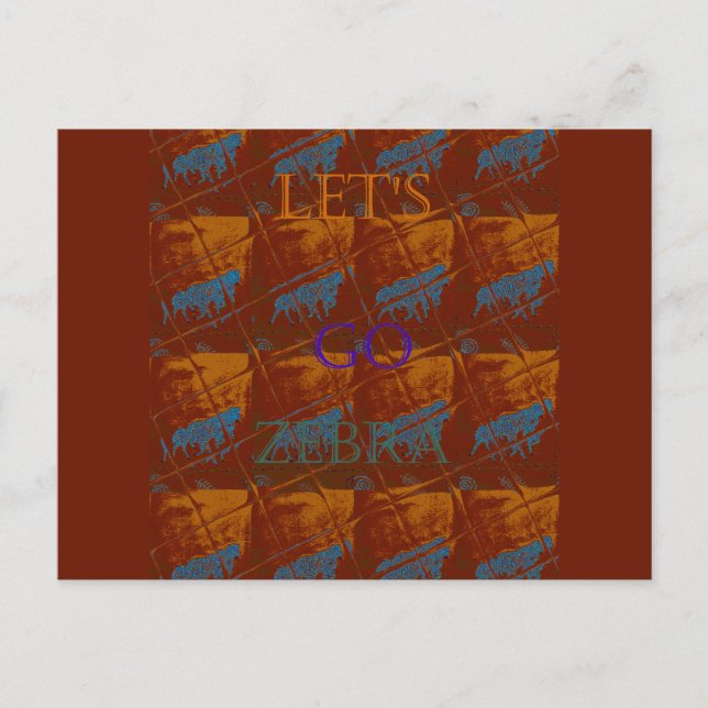 Cartão Postal Vamos de Arte do Impressão Go Zebra Safari/Gráfico (Frente)