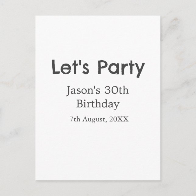 Cartão Postal Vamos festejar feliz aniversário de 30 anos simple (Frente)