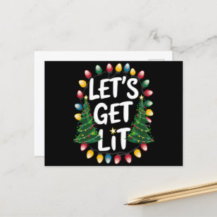 Cartão Postal Vamos Ficar Bêbados Camisa Engraçada de Natal Luze