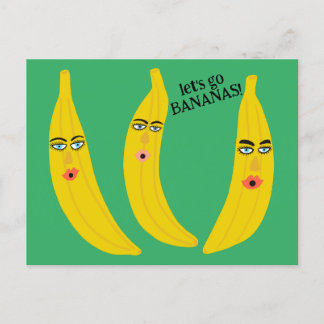 Cartão Postal VAMOS GO BANANAS FREQUENTE Festa de Whimssic Cute