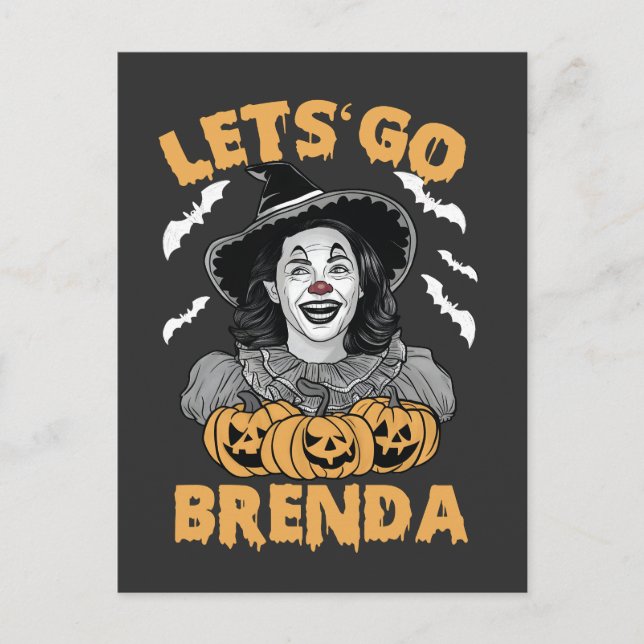 Cartão Postal Vamos Go Brenda Spooky Halloween Kamala Harris (Frente)