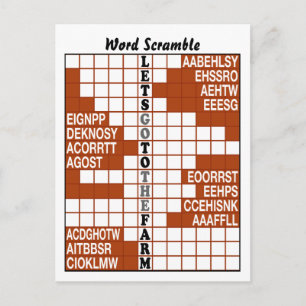 Cartão Postal Vamos Ir para a Fazenda do Word Scramble