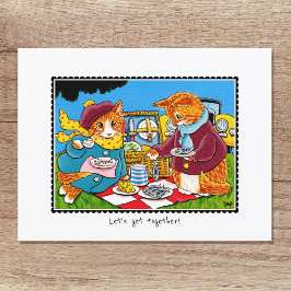 Cartão Postal 'Vamos junta' Kitty Cat Personalizado