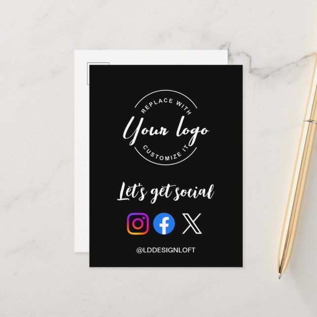 Cartão Postal Vamos obter código de QR social promocional do sit (Frente/Verso In Situ)