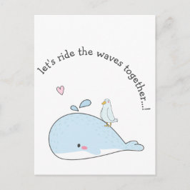 Cartão Postal Vamos Ride Waves juntas Namorados de Baleias Cutes