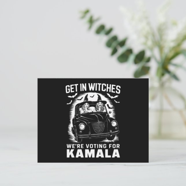 Cartão Postal Vamos votar no Kamala Halloween (Em pé/Frente)