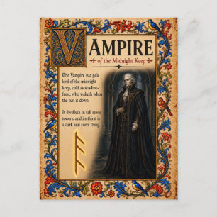 Cartão Postal Vampiro, Arte de Bestiário Medieval