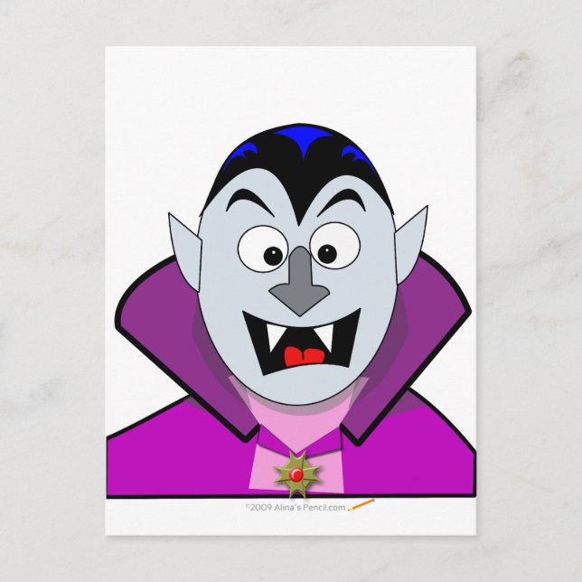 Cartão Postal Vampiro de Cartoon de Halloween (Frente)