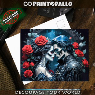 Cartão Postal Vampiro e o crânio amam para sempre