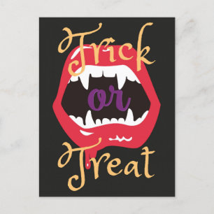 Cartão Postal Vampiro Gótico de Halloween Trick ou Treat