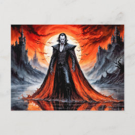 Cartão Postal Vampiro sob Luz Vermelha da Lua