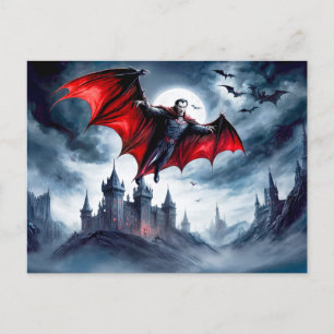 Cartão Postal Vampiro Voando Sobre O Castelo Assombrado