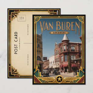 Cartão Postal Van Buren Arkansas Arte Deco Vintage Idade Dourada