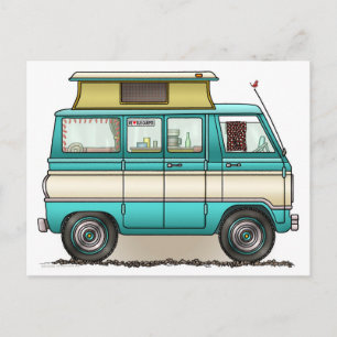 Cartão Postal Van Camper com Teto Pop-Up