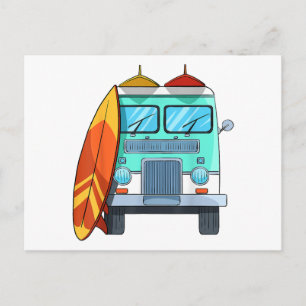 Cartão Postal Van de Surf Pranchas de Surf Palmeiras Surfando Su